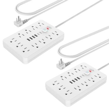 Imagem de Simple Deluxe Protetor De Surtos Jouleloom Com 2 Réguas Energia, 11 Tomadas, 4 Portas Usb E C, Cabo Extensão 1,5 M, Plugue Plano, Suporte Parede, Estação Carregamento Mesa Proteção Contra Sobrecarga