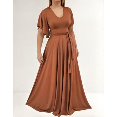 Imagem de Vestido Longo Feminino Elegante Com Manga Flare - Casual Dress, Terrac