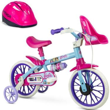 Imagem de Bicicletinha para Menina da Barbie Aro 12 com Capacete Nathor, Rosa, F