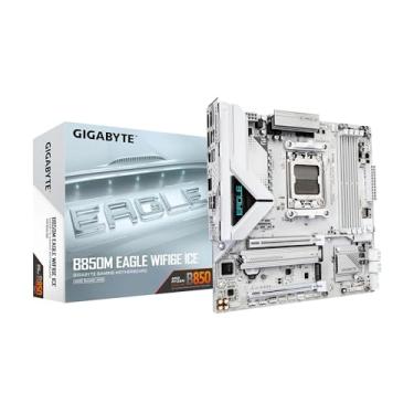 Imagem de GIGABYTE Placa-mãe B850M Eagle WIFI6E ICE AMD AM5, M-ATX, DDR5, 2X M.2, PCIe 5.0, USB-C, USB 3.2 Gen 2, WIFI6E, LAN 2.5GbE, EZ-Latch, Wi-Fi EZ-Plug