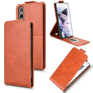 Imagem de Capa compatível com ZTE Nubia Red Magic 10 Air, compatível com ZTE Nubia Red Magic 10 Air 5G NX779J Flip TPU capa de couro marrom