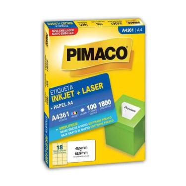 Imagem de Etiqueta pimaco a4361 46,5 x 63,5 c/ 100 fls - 18 etiq. p/ folha