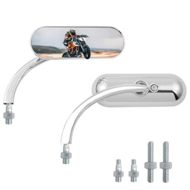 Imagem de Mini espelhos universais de motocicleta para guidão compatíveis com Honda Suzuki Road Street Bike Electra Glide Road Glide Dyna Softail Retrovisor 8 mm 10 mm Espelho lateral