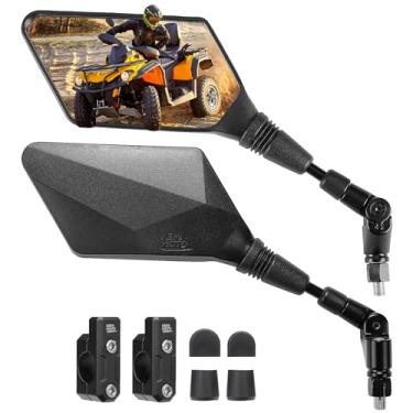 Imagem de KEMIMOTO Espelhos ATV com dobrável resistente a impactos, espelhos de motocicleta com suportes de guidão de 7/20.3 cm, ajuste de visão clara, quadriciclo, motocicleta scooter, compatível com Polaris