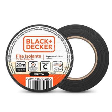 Imagem de Kit 10 Fita Isolante PVC Preta 20 Metros 18mm Classe C 0.13mm - Black+