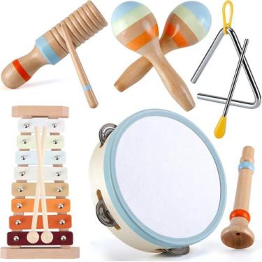 Imagem de Conjunto de instrumentos musicais BLIVORRA Montessori Wooden Kids 1-3y