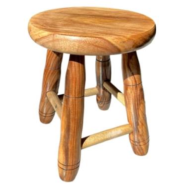 Imagem de Banco,Banquinho,Banqueta de Madeira Pequena Tamborete 30cm Altura Baixa para Cozinha Decoração(COM VERNIZ)