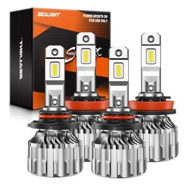 Imagem de SEALIGHT Lâmpadas de neblina 9005/HB3 H8/H9, luz de neblina super brilhante 6500K 9005 H8 com ventilador de resfriamento de 15000RPM, plug-n-play, pacote com 4