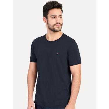 Imagem de Camiseta Aramis Masculina Basic Lisa Light Logo Azul Marinho, XXL/GGG