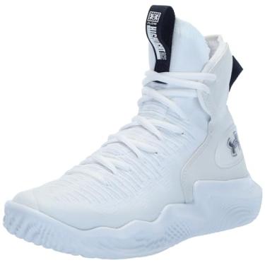 Imagem de Under Armour Tênis de vôlei feminino Flow Highlight Ace, (102) Branco/Azul-marinho meia-noite/cinza moderno, 44
