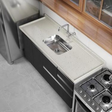 Imagem de Pia de Cozinha Mármore Sintético 160x55cm com Cuba Aço Inox Multimóveis Cr20475 Travertino
