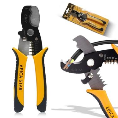 Imagem de Alicate Descascador e Crimpador Profissional EPICA STAR 175mm | EP-50068 | Para Fios de Cobre, Alumínio e Cabos | Aço de Alto Carbono | Descascamento, Corte e Crimpagem