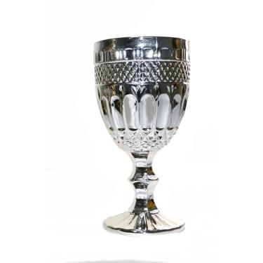 Imagem de Taça Em Vidro Com Banho Metalizado Prata Para Santa Ceia!!