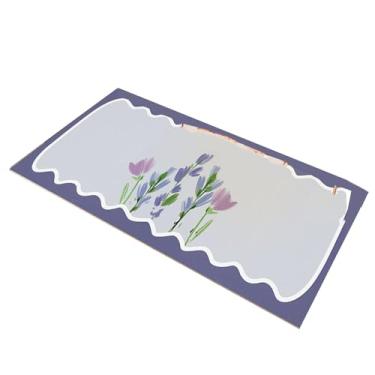 Imagem de Protetor de mesa à prova d'água lindo padrão de flor elegante proteção para os olhos PVC grande tapete de mesa para estudo, quarto, escritório (flor roxa 40 x 80 cm / 15,7 x 31,5 pol.)