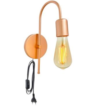 Imagem de Luminária Arandela de Parede Luma Com Interruptor Abajur Retrô Moderno 127v/220v (ROSE GOLD - C/INTERRUPTOR)