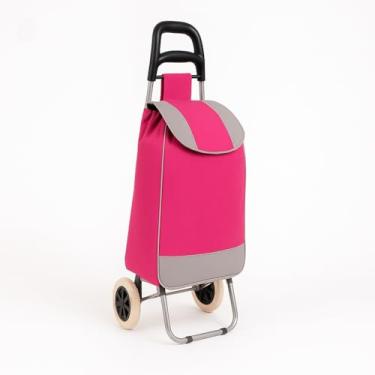 Imagem de Carrinho De Compras Reforçado Sacola Dobrável - Suporta Até 30 Kilos, Estrutura Reforçada Anti-Quebra, Dobrável Para Economizar Espaço, Perfeito Para Feira E Supermercado(ROSA)