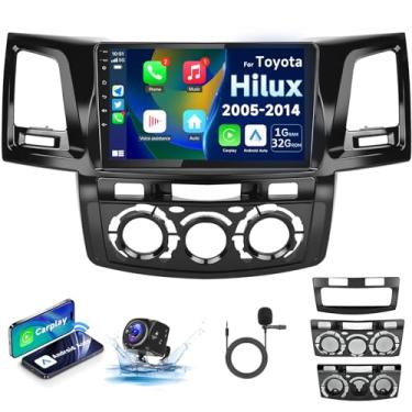 Imagem de Para Toyota Hilux 2005-2014 Android rádio estéreo para carro, sem fio, Apple Carplay, Android, 22 cm, tela sensível ao toque, Bluetooth, receptor de áudio, suporte de navegação GPS, WiFi, câmera de