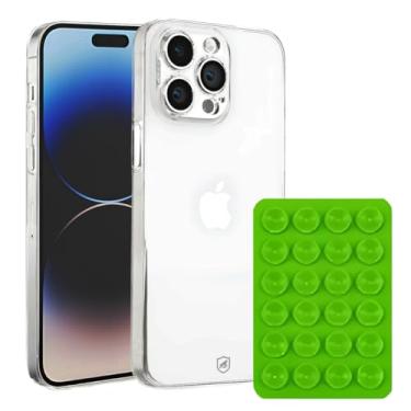 Imagem de Gshield Kit Capa Case Premium Crystal Slim em Acrílico Transparente + Ventosa de Silicone (Verde, iPhone 14 Pro Max)