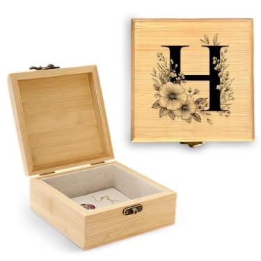 Imagem de BJDAMAI Caixa decorativa de armazenamento de joias com memória, festa, viagem, fim de semana, escritório, casa, aniversário, amizade, presentes essenciais (letra H)