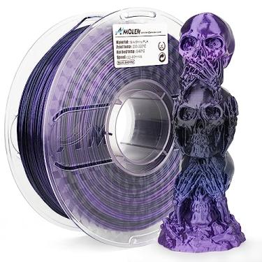 Imagem de AMOLEN Filamento PLA para impressora 3D, filamento PLA preto e roxo brilhante de seda 1,75 mm, filamento de impressão 3D com mudança de cor para a maioria das impressoras 3D FDM, carretel de 1 kg (1
