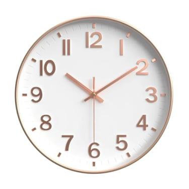 Imagem de Relógio de Parede Moderno 20cm Silencioso – Decoração para Sala, Quarto e Cozinha(ROSE/BRANCO)
