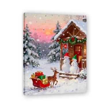 Imagem de Pôster de Natal de casa de fazenda, estampa de férias de inverno, decoração de parede de Natal vintage para decoração de galeria de quarto de fazenda A01. Moldura interna 60x80cm-23,7x31,5 pol