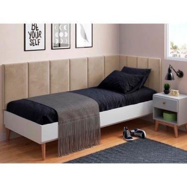 Imagem de Cabeceira em L para Cama Box Solteiro Proteção Lateral Estofada - Vári
