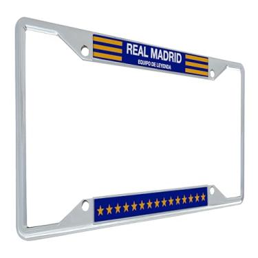 Imagem de Desert Cactus Real Madrid FC Acessórios de carro Los Blancos Madridistas Futebol Metal Moldura de placa de licença e suporte de etiqueta para a frente ou traseira do veículo (Quadro - Design F)