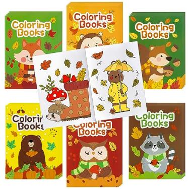 Imagem de 24 peças de livros de colorir com tema animal para crianças em massa para outono mini livreto de colorir outono DIY livro de desenho de arte com ouriço de esquilo para crianças pequenas, Dia das Bruxas, Ação de Graças, aniversário, lembrancinha de festa de aniversário, enchimento de saco de guloseim