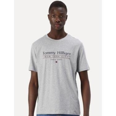 Imagem de Camiseta Tommy Hilfiger Masculina Center Stack Cinza Mescla-Masculino