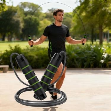 Imagem de Corda de pular de 3 m, cabo de corda de pular sem emaranhados com rolamentos de esferas, corda de salto de aço ajustável com alça de espuma, para academias em casa, esportes ao ar livre e treinamento
