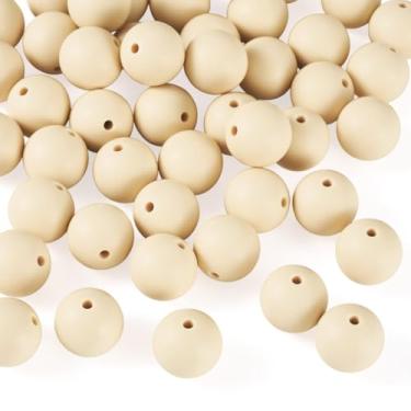 Imagem de 50 peças de contas de silicone de 15 mm espaçadores de contas focais de borracha cor sólida para artesanato faça você mesmo caneta com contas chaveiro pulseiras para fabricação de joias, chiffon limão