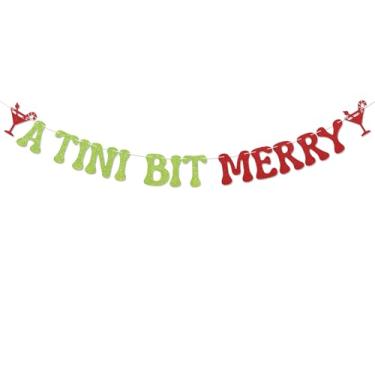 Imagem de A Tini Bit Merry Banner - Papai Noel em decoração de Martini, decorações de festa de Natal com tema martini, vermelho e verde glitter