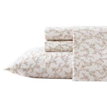 Imagem de Laura Ashley - Lençóis de flanela Queen, algodão antibolinhas e resistente a rugas, macio ao toque para conforto em todas as estações - Lençóis de cama com fronhas combinando e lençol com elástico