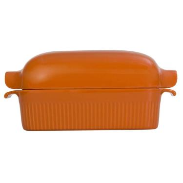 Imagem de Forma de Pão com Tampa Refratária 29 cm Laranja 1,1 L Germer