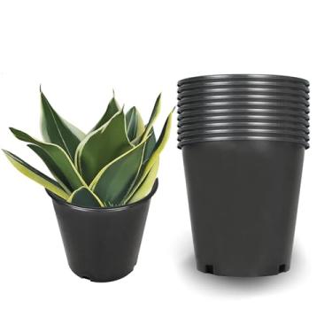 Imagem de YSMN Vasos de berçário de 2 galões para plantas, vasos de plástico resistente com orifícios de drenagem, vasos para mudas, suculentas