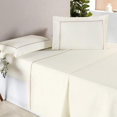 Imagem de Jogo de Cama Ellos 200 Fios Casal Padrão 04 Peças 80% Algodão / 20% Poliéster - Palha