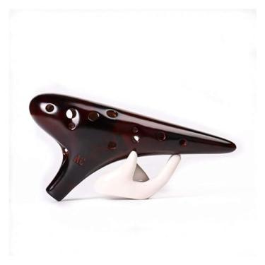 Imagem de ocarina ocarina ocarina 12 furos AC médio C marrom fumado ocarina instrumento de tocar iniciante piccolo profissional ocarina adultos crianças iniciantes