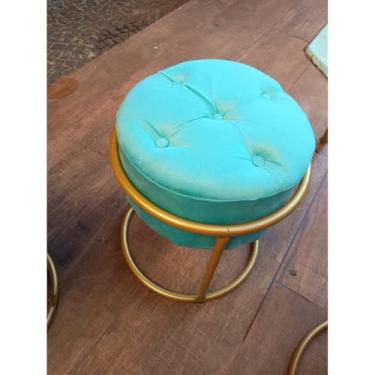 Imagem de Kit 2 Puff/Banquetas Redondas em Ferro – Confortáveis e Modernos, Ideais para Sala, Escritório, Penteadeira e Decoração (Tifany)