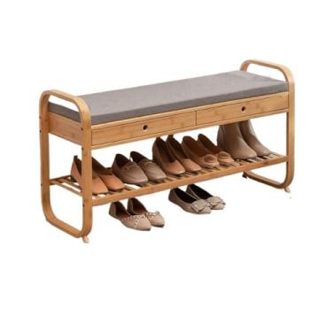 Imagem de Armários para sapatos com prateleiras para sapatos Banco de sapatos com gavetas, banco entrada, porta-sapatos, armazenamento madeira para entradas, corredores, salas estar e quartos(Grande)