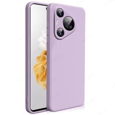 Imagem de LTLMYDAM Capa à prova de choque para Huawei Pura 80 Ultra/80 Pro/80Pro+/80, capa de proteção de câmera de silicone líquido, minimalista, fosca, macia, fina, roxa, 80 Pro+