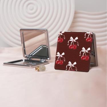 Imagem de Y2K Espelho de maquiagem portátil estilo milenar, mini espelho de maquiagem portátil dobrável, espelho de contorno quadrado compacto de dupla face, adequado para todos em várias ocasiões