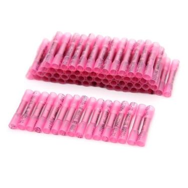 Imagem de ROUPWKWO Terminais de crimpagem termorretráteis vermelhos 500/1000 PCS Conectores de fio elétrico de extremidade de vedação totalmente isolados Kit 22-16 AWG (vermelho, 1000 peças)