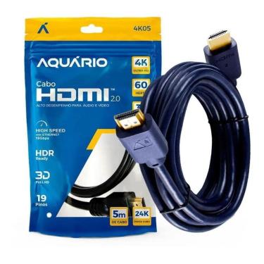 Imagem de 2X Cabo Hdmi 2.0 4K Blindado 5M Ponta Gold 60Hz Aquário