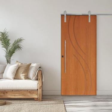Imagem de Porta Correr 9 Trilhos Soft Aparente Puxador Tubo 80cm 102x210cm Conce