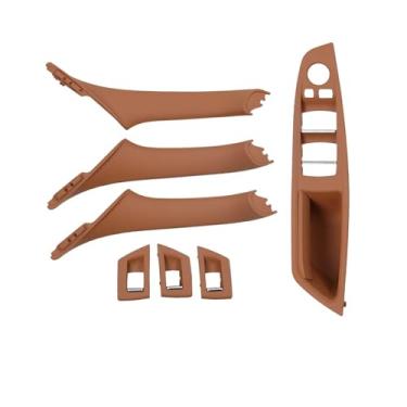 Imagem de Compatível com BMW Série 5 F10 F11 520i 523i 525i Carros de motorista direito RHD Painel de apoio de braço interno Maçaneta da porta Guarnição da tampa 7 peças Conjunto de(Model A Champagne)