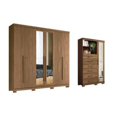Imagem de Guarda Roupa +cômoda 2 Peças Qc354 Jatobá - Santos Andirá