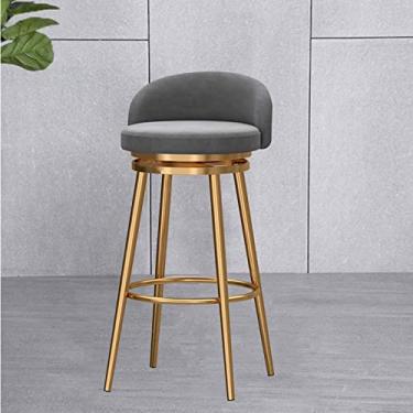 Imagem de Cadeiras de bar giratórias, bancos altos para balcão de cozinha, encosto estofado e apoio para os pés de metal, banquetas altas modernas, bancos de balcão
