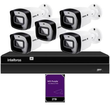 Imagem de Kit Nvr Intelbras Nvd 1408P HD 2TB purple 5 Câmeras Ip Vipc