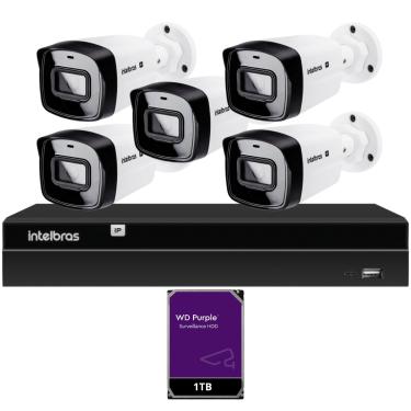 Imagem de Kit Nvr Intelbras Nvd 1408P HD 1Tb purple 5 Câmeras Ip Vipc